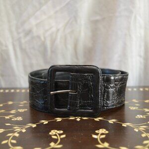 Vintage COLONY Designs Medium Black Alligator Belt with Square Alligator Buckle